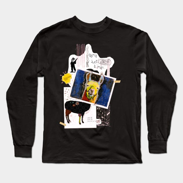 Llama Just Killed A Man - Colorful Abstract Llama Art Long Sleeve T-Shirt by michelkeck